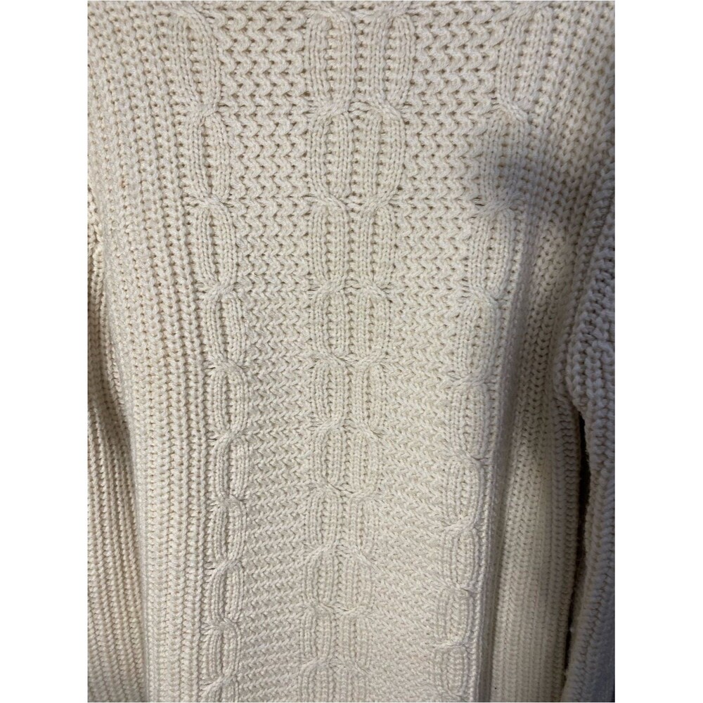 Vintage Tangents Cable Knit Turtleneck Sweater Womens L Cream Wool Blend - Picture 2 of 7